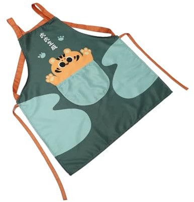 OFFSCH Kartoon Kochschürze für Küche und Hausarbeit Ölabweisend aus Polyester Grün mit Praktischem Design Zufälliger Stil