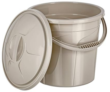 Best House | Water Bucket | 5 Litres | Cream | 1 Pc | Bucket with Lid & Carry Handle | Multipurpose Storage Container for Kitchen Garden Cleaning Water Animal Bird Feed Storage Buckets (Pack of 1)