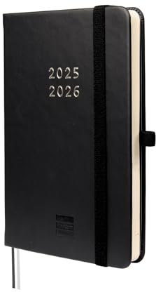 Finocam - Terminkalender Minimal 18 Monate 2025 2026 Horizontale Wochenansicht Juli 2025 - Dezember 2026 (18 Monate) Schwarz International