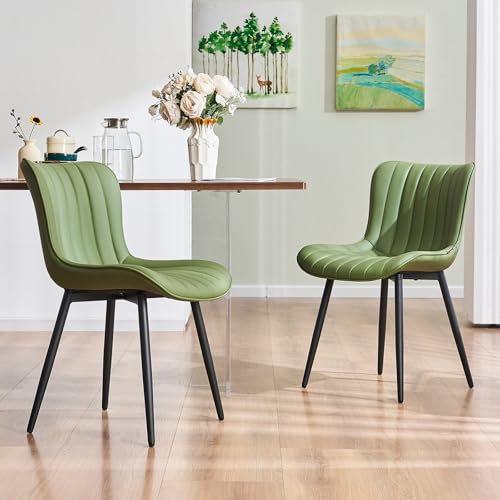 YOUTASTE Esszimmerstühle 2er Set, Esszimmerstühle Kunstleder Leder, küchenstühle mit Rückenlehne, Wohnzimmerstuhl Polsterstuhl bis 136kg belastbar, Stühle für Esszimmer, Küche, Olivgrün