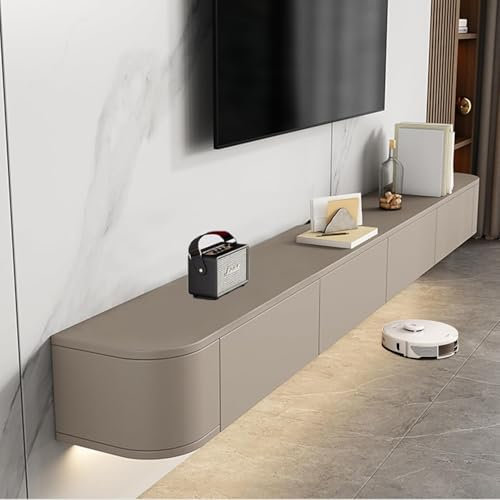 Aipunlus Mobile TV a Parete in Legno Massello, Mobile Sotto TV Sospeso, Design Moderno, Struttura Sospesa per Soggiorno/Camera da Letto, Legno Naturale e Costruzione Resistente (Khaki, 200cm/78.7in)