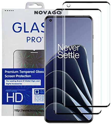 NOVAGO Compatible avec OnePlus 9 Pro 5G/1+9 Pro 5G/OnePlus 10 Pro 5G/1+10 Pro 5G/OnePlus 11 5G/1+11 5G -Pack de 2 films vitre verre trempé protection écran résistant 3D incurvé