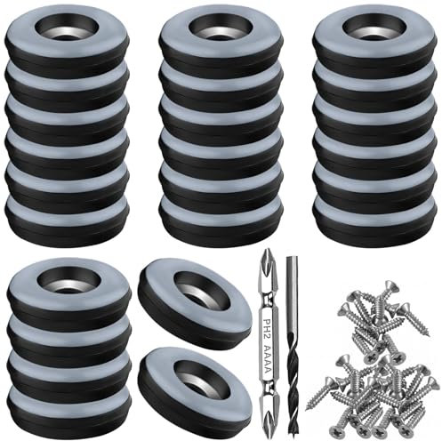 TXErfolg Teflongleiter zum Schrauben 24 Stück Bodengleiter Ø 25 mm (Rund | Schwarz) Möbelgleiter mit 24 Edelstahlschrauben und 2 Bohrer Möbelgleiter-Set Effektiver Schutz Ihrer Möbel Stühle Böden