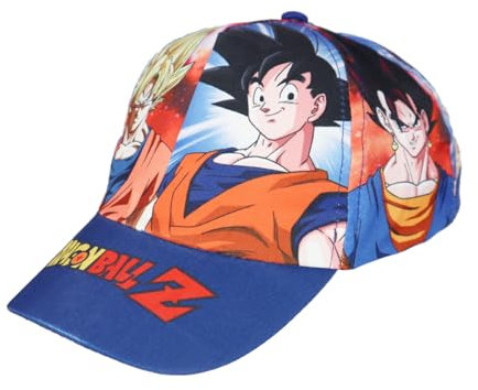 Dragonball Z Cap für Kinder – Jungen Basecap mit Goku & Vegeta – Verstellbar (54–56 cm) – Offizielles Lizenzprodukt – Anime-Motiv mit Power-Print – 100% Polyester, Farbe: Bunt, Bekleidungsgröße: 56
