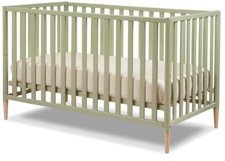 Pemberly Row 3-in-1 Convertible Crib, Solid European Beech Wood, Natural Finish, Includes Toddler Rail, Adjustable Design, Eco-Friendly Water-Based Paint, 35 H x 55 W x 30 D