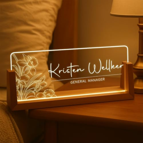 Personalisiert Schreibtisch Namensschild,Personalisierte Namensschild mit Licht,Personalisierte Büro Namensschilder, Büro Deko, Personalisiertes Geschenk für Chef Kollegen Lehrer (Design 3)