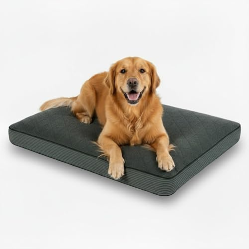 MH Home Dog Bed With Removeable Washable Cover, Pet Cat Beds Cushion Mattress, Soft Warm Dog Mat Pad For Dogs (Large 75 x 100 cm, Highland)