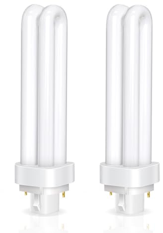 2 Pack Ampoules Tube PLC G24d-3 2 Broches 26W, Lumière Blanc Froid 6500K, 1600LM, Tube Double Tour 2U, Lampe Fluorescente Haute Efficacité Faible Consommation, Cuisine, Salle à Manger, Chambre