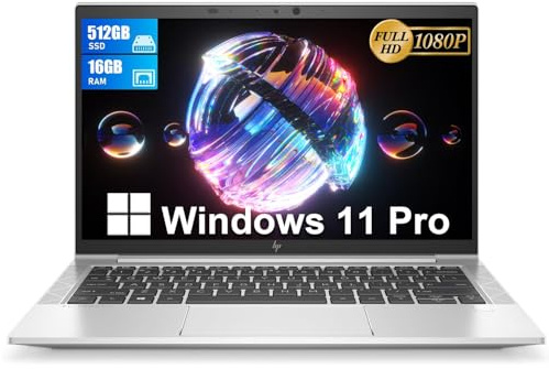HP Elitebook 830 G8 Business Laptop, 13.3-Inch FHD (1920x1080), Intel Core i7-1185G7, 16 GB RAM, 512 GB SSD, US QWERTY Keyboard, Windows 11 Pro (Renewed)