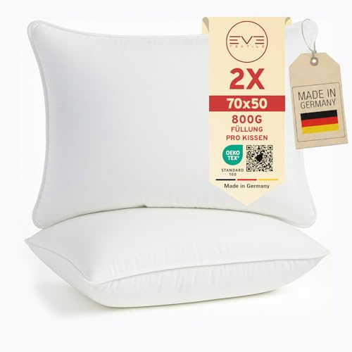 2er Set Kissen 50x70 cm mit Füllung Schlafkissen, Kissenfüllung Füllkissen Polster | Öko-Tex 100 Sofakissen Dekokissen Zierkissen Couchkissen 60° Waschbar | Allergiker | Made in Germany