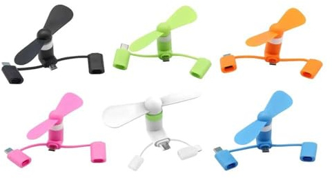 6pcs USB C Phone Fan, Mini Cell Phone Cooling Fan, Plug and Play Handheld Fans, Soft Blade Safe Cooler for Android Samsung iPad Summer Outdoor Binge Watching