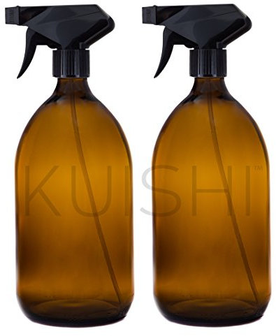 Kuishi- Botella de cristal con dispensador de spray ámbar marrón, vidrio, Amber, 1.000 ml