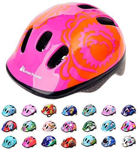 Meteor-Kinder Fahrradhelm, Skaterhelm, Sicherheitshelm MV6-2 Size: S 48-52cm 220g Big Flowers