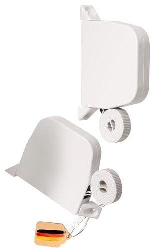 Rollwin Lot de 2 enrouleur de sangle de volet roulant - Montage en saillie - Fabriqué en Allemagne - Espacement des trous : 155 mm - Blanc - Mini enrouleur de sangle de volet roulant avec sangle de 5