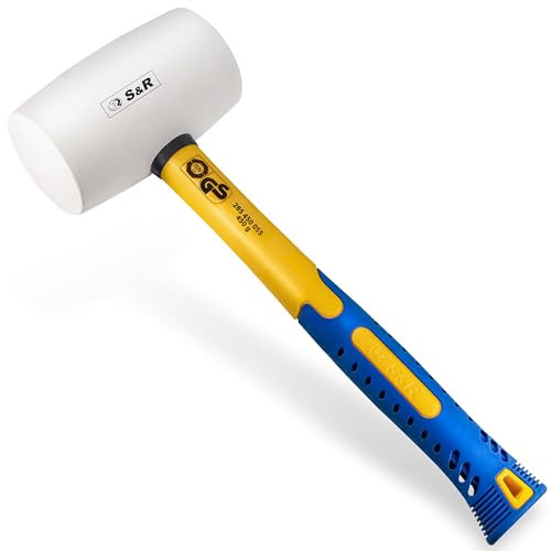 S&R Martello in Gomma Bianco da 450 Gr / 55 mm. Martello Professionale riduce le Vibrazioni e le Macchie.