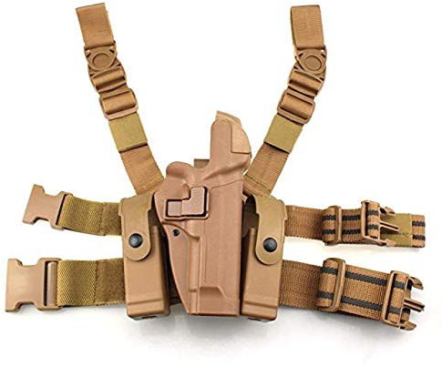 GexguneTactical Leg Holster Rechts Hand Paddel Oberschenkel Gürtel Level 3 Lock Duty Pistole Pistole Holster w/Magazin Taschenlampe für S1g 220/226/227/228/229 mit oder w/o Schienen.