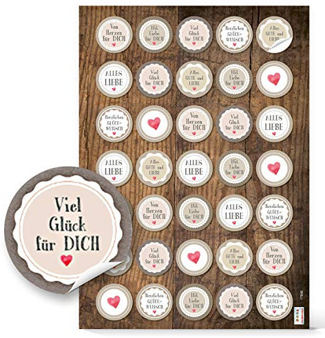Logbuch-Verlag 35 Liebe Valentinstag Geburtstagsaufkleber Sticker Geburtstag Aufkleber 3,2 cm mit rotem Herz posiitve Sprüche