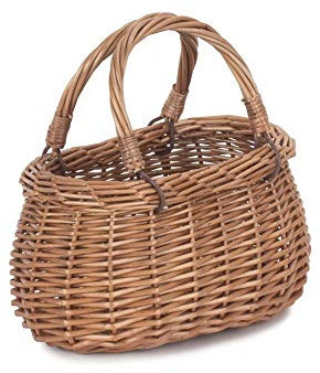 Red Hamper Wicker Shopping Basket, Brown, One Size