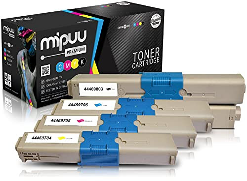 Mipuu 4 Toner kompatibel für Oki C310 C310dn C330dn C331dn C510dn C511dn C530dn C531dn MC351 MC352 MC361 MC362 MC562 MC362dn MC561 MC562dnw (Schwarz, Cyan, Magenta, Gelb)