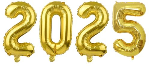 MIAHART 40 Zoll Riesenzahl 2026 Ballonsets Gold-Aluminiumfolienballon 2026 Happy New Year Eve Party Balloon Dekorationszubehör