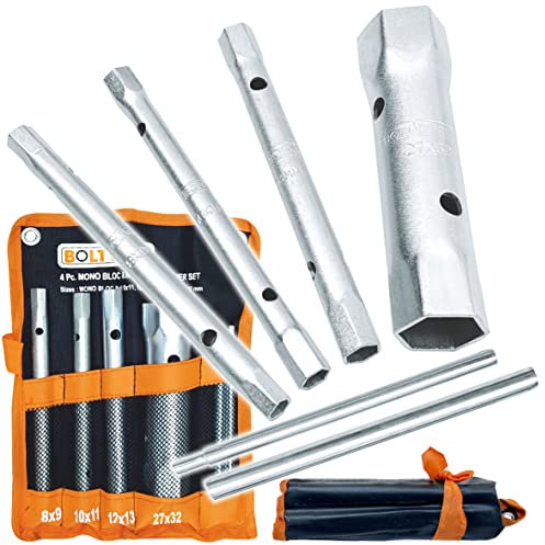 VORX 4-teiliges Wasserhahn-Monoblock-Schraubenschlüssel-Set, 8-9, 10-11, 12-13, 27-32 mm, 2 Tommy Bars, Klempner, Waschbecken, Steckschlüssel-Set, Wasserhahn