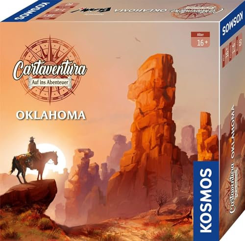 KOSMOS 682545 Cartaventura - Oklahoma, Abenteuer-Spiel, packendes Gesellschaftsspiel mit Mehreren Enden, für 1-6 Personen, ab 16 Jahre, mit 70 Abenteuer-Karten, in Deutscher Sprache