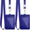 Lot de 2 porte-badges verticaux en cuir synthétique avec cordon en nylon détachable de 56 cm pour bureau, école, permis de conduire (bleu)