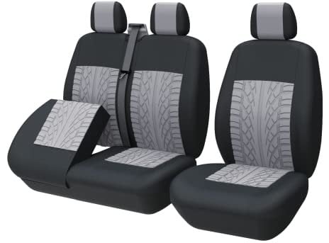 TOYOUN Housses de Sieges Universelles, Housse Couverture Couvre Sieges pour Camion Camionnette Van Bus pour conducteur et Passager 2 + 1, Housses de siège Avant Simple et Double de Fond Séparé, Gris