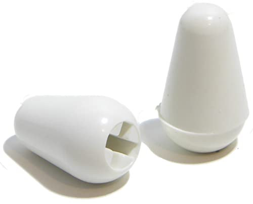 2x Guitar switch tip white 3.5mm and 4.9mm slot Stratocaster knob