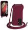 WenBaby Funda con Cuerda para Samasung Galaxy S21 Ultra, Líquida Silicona Carcasa con Cordón Ajustable Collar Correa de Cuello, Cubierta Prueba Golpes con Microfibra Forro (Rojo)