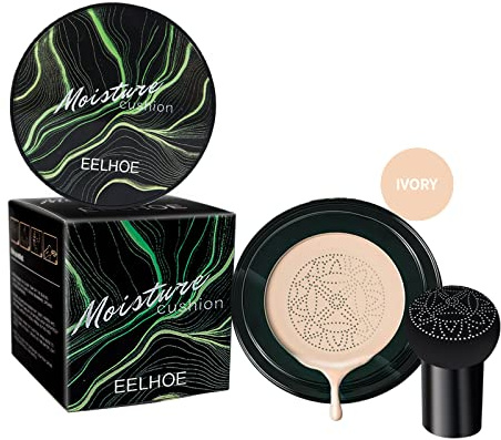 Mushroom CC Cream Foundation, Pilzkopf Luftkissen CC Creme, Kissen Foundation, Make up Concealer für Gesicht und Hals, Make-up Für Alle Haut (Elfenbein Weiß)