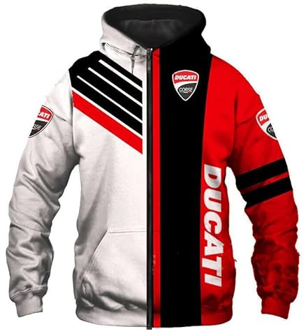 CLOZAM Herren Hoodie Pullover 3D Druck Pullover Baseball Jersey Casual Hooded Full Zip Sweatshirt Große Taschen Motorrad Hoodie-D||6XL