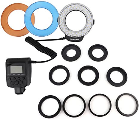 Akozon Fotografie-Blitzlicht, Tragbares 48-LED-Ring-Blitzlicht-Objektiv-Adapter-Ring-Kit für Nikon für Fuji-Spiegelreflexkamera-Studio-Blitzlicht