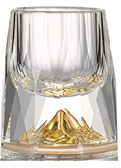 HXSCOO 15ML Crystal Glasses Gold Foil Crystal Shot Glasses For Vodka Glass Wine Set Double Glass Wine Cup For Home Bar Liquor Cups (Color : A)