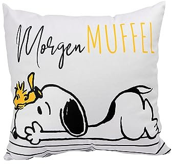 United Labels The Peanuts Dekokissen Snoopy - Morgenmuffel - Zierkissen Kopfkissen 30 x 30 cm