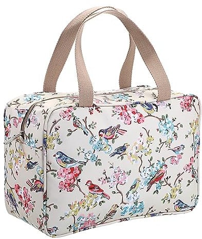 IGNPION Woman Large Travel Toiletry Bag Waterproof Wash Bag Make up Organizer Bag Cosmetic Bag Swimming Gym Bag (Beige,Bird)