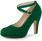 Allegra K Women's Platform Cross Strap Stiletto Heels Pumps Green 6 UK/Label Size 8.5 US
