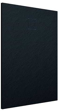 Piatto Doccia 80x100 cm Nero Effetto Pietra Rettangolare in SMC Riducibile Samos