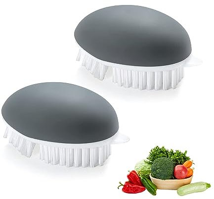 Lot de 2 brosses de nettoyage pour fruits et légumes, brosse à pommes de terre, brosse à fruits, brosse à champignons, brosse de cuisine, convient pour frotter les fruits, les pommes de terre, les