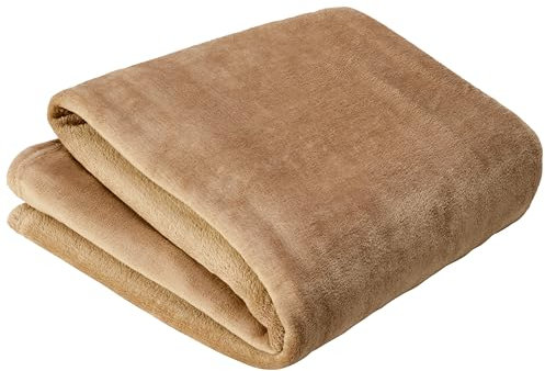 Olivia Rocco Flannel Fleece Throw Blanket Super Soft Warm Fluffy for Bed Sofa Couch Chair Lightweight and Cozy Solid Design, 130 x 150 cm Natural
