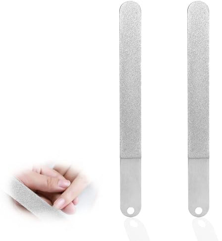 2 Piezas Lima de Uñas de Acero Inoxidable, Lima Profesional de Uñas de Doble Cara, Limas de Uñas de Diamante, Lima de Uñas de Metal, Reutilizable, para Manicura Pedicura Herramientas Lima