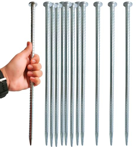 FOMMEN 40,6 cm Bewehrungsstäbe, 14 Stück, 1,3 cm Durchmesser, verzinkter Stahl, Bodenanker – robuste Pflanzenstütze, Gartenstecker für Geschwindigkeitsstoß, Radstopper, Zeltheringe