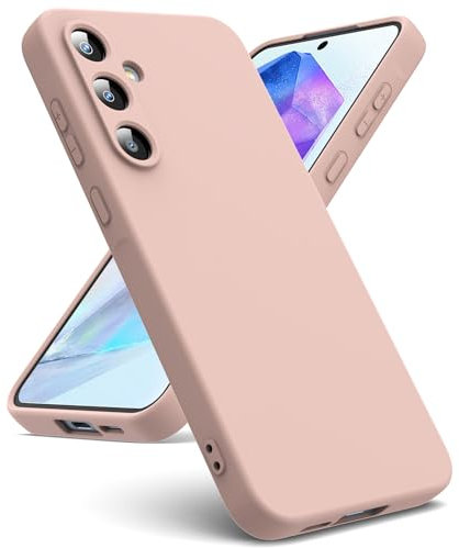 Oududianzi - Cover Compatibile con Samsung Galaxy A55 5G [Cover in Silicone Liquido] [Interno in Microfibra] Gomma Gel di Silicone Liquida Antiurto Custodia Cover Samsung A55 5G - Rosa