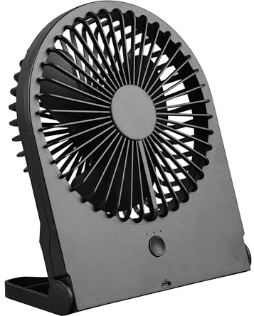 RL LIVE YOUR LIGHT Reality Leuchten Tisch Ventilator Breezy R044-02, Kunststoff Schwarz matt, 2 Watt, Akku Betrieb, USB-C, 3 Stufen