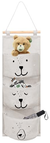 Wall Hanging Storage Bags, Wall Storage Wall Hanging Organiser Pockets, Waterproof Over the Door Storage Bag with 3 Pockets for Bathroom Bedroom Closet Wardrobe Hanging Pocket Storage Organiser(White)