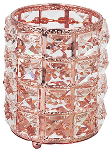 YWJLQH Luxe Crystal Brush Holder for Makeup Essentials, Rose Gold