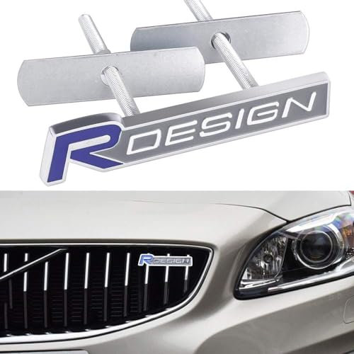 GDUTBC Auto Emblem Aufkleber für Volvo R Design S60 V60 XC60 S60 V40, 3D Auto Logo Aufkleber Kühlergrill Front Motorhaube Kofferraum Abzeichen, Auto Dekoration Ersatz Zubehör