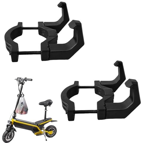 2 Pezzi Gancio per Monopattino, Accessori Monopattino Elettrico Design con Doppio Elettrici Ganci Multifunzionali per Auto Scooter Elettriche Moto(Nero)
