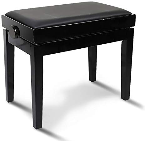 QXGJTLI Klavierhocker, höhenverstellbar, Klavierbank, hydraulischer Lift, Klavierhocker, gepolstertes Kissen, massives Holz, luxuriöser Komfort, Schwarzglanz, schöne Landschaft