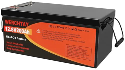 12V 200Ah LiFePO4 Battery with Smart BMS 4000-15000 Cycles Deep Cycle Battery with Low Temperature Protection RVs, Solar Systems, Ships, Mains Independent Applications